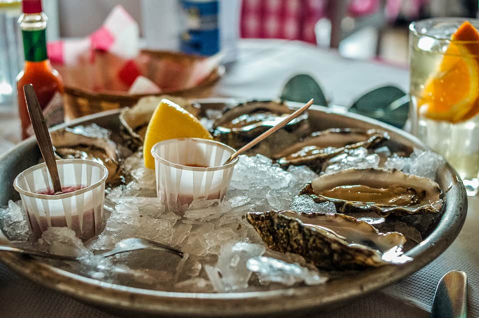 oysters in ice bucket