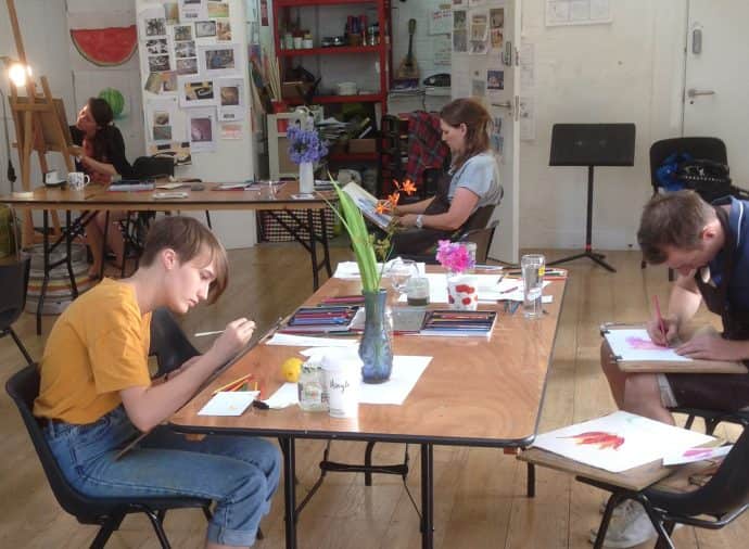 students at art summer school